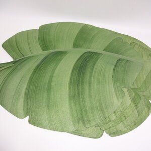 Set 6 Carole Shiber Green Palm Leaf Placemats Handpainted Tropical 20.5" x 15.5"